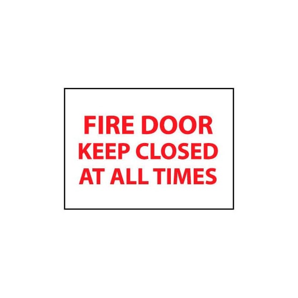 Fire Safety Sign - Fire Door Keep Closed At All Times - Plastic